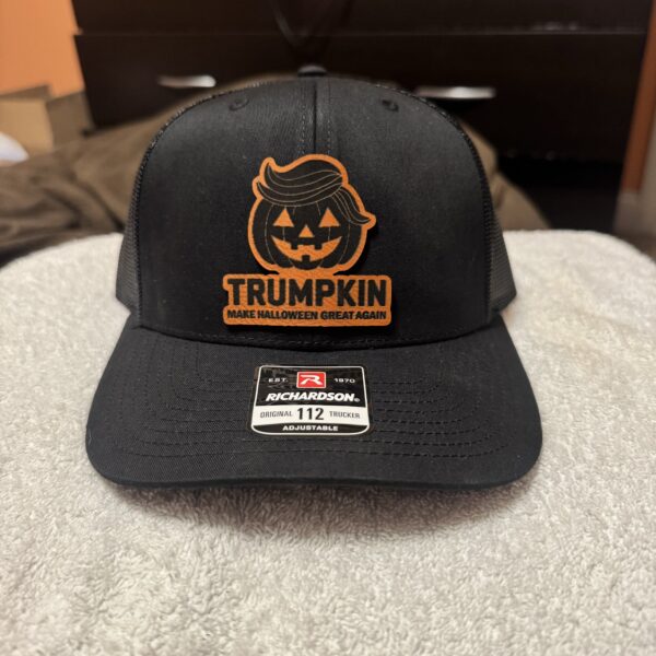 Trumpkin Trump Halloween Pumpkin laser engraved patch cap - Image 2