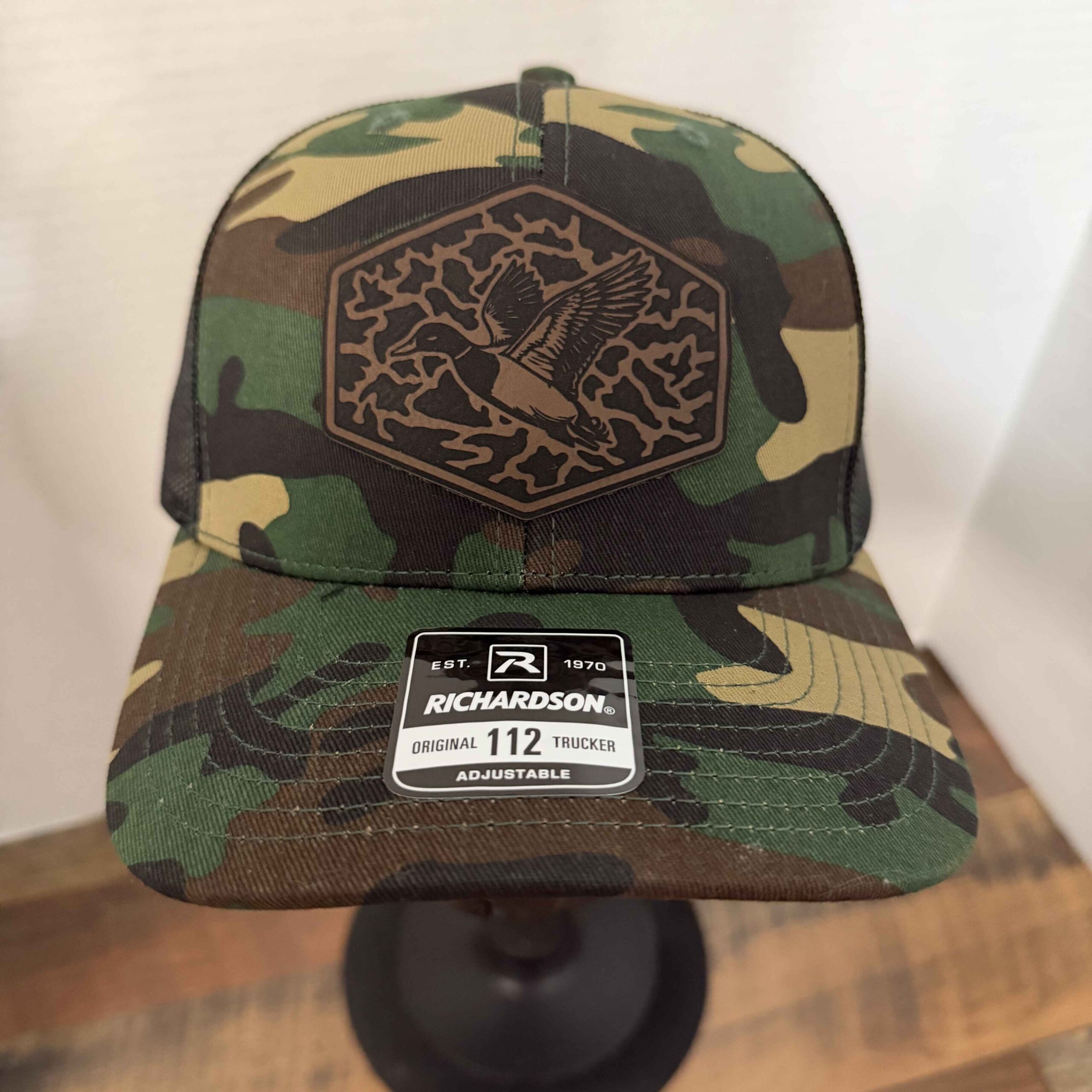 Custom duck camo laser engraved patch snapback trucker cap - Image 11
